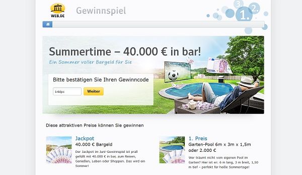 Web.de Summertime Gewinnspiel Garten-Pool und Bargeld