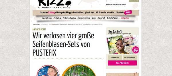 kizz Gewinnspiel 4 große Pustefix Seifenblasen-Sets