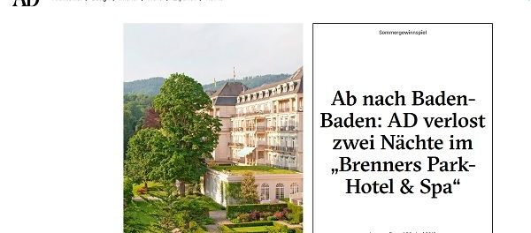 AD Magazin Gewinnspiel 2 Übernachtungen Baden Baden