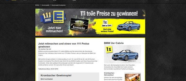 Auto-Gewinnspiel Edeka und Krombacher BMW 2er Cabrio