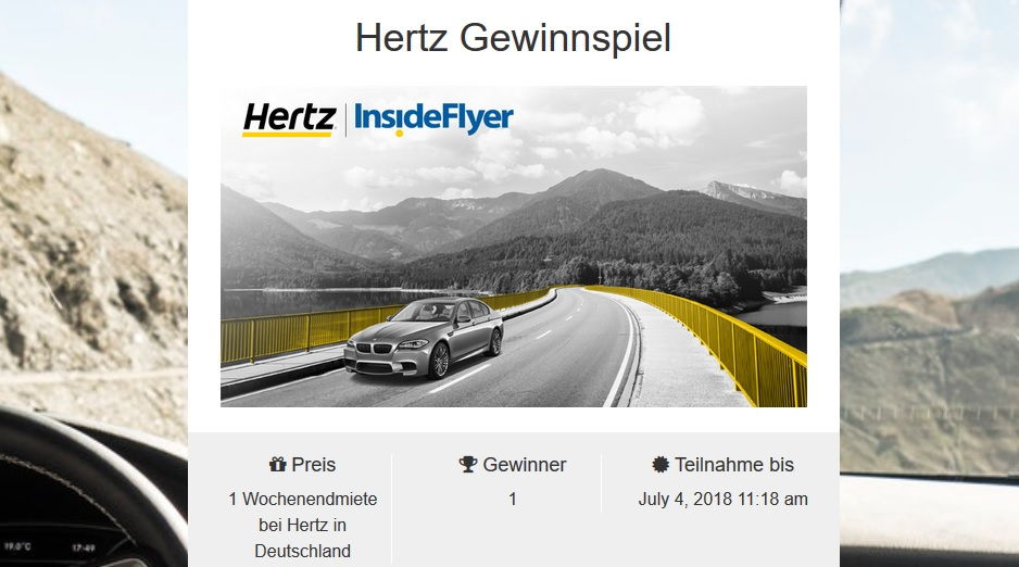 Auto-Gewinnspiel Hertz Mietwagen 1 Wochenende gewinnen