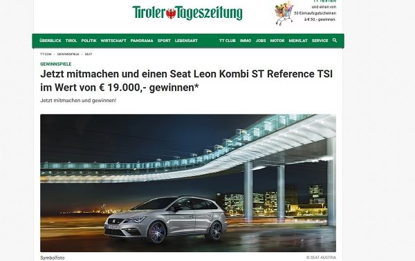 Auto Gewinnspiel Tiroler Tageszeitung Seat Leon Kombi