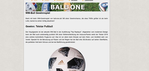 Ball One Gewinnspiel Adidas WM Ball Telstar gewinnen