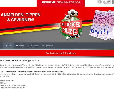 Boesche WM Tippspiel 11 mal 11.111 Euro Bargeld Gewinne