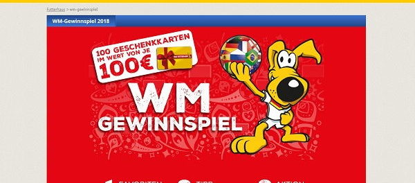 Futterhaus WM Tipp-Gewinnspiel 100 Geschenkkarten
