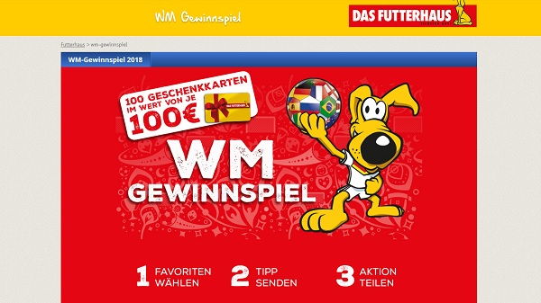 Futterhaus WM Tipp-Gewinnspiel 100 Geschenkkarten