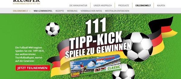 Kl&uuml;mper WM Gewinnspiel 111 Tipp-Kick Spiele