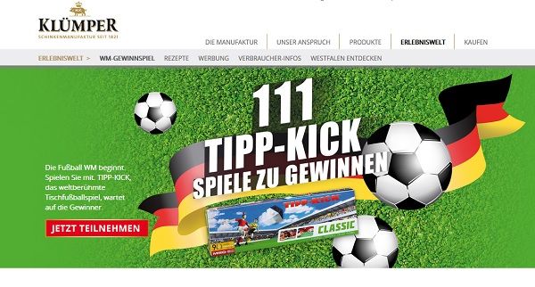 Klümper WM Gewinnspiel 111 Tipp-Kick Spiele