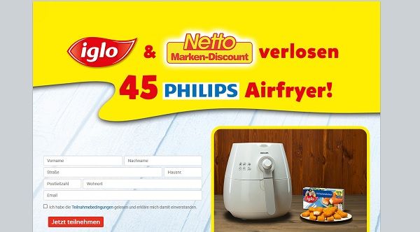 Netto und Iglo Gewinnspiel 45 Philips Airfryer