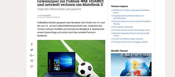 Netzwelt und Huawei Gewinnspiel Notebook MateBookX