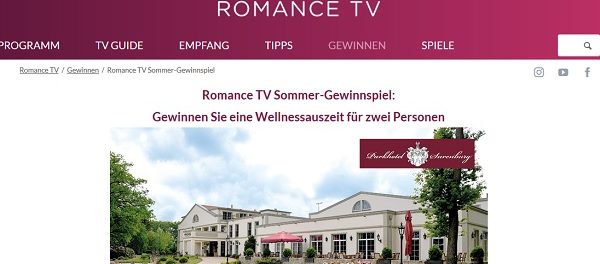 Romance TV Gewinnspiel Wellnessauszeit 4-Sterne Superior Parkhotel Surenburg