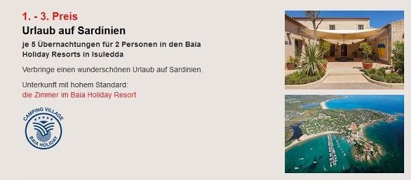 Segafredo Gewinnspiel 3 Sardinien Urlaube im Baia Holiday Resorts