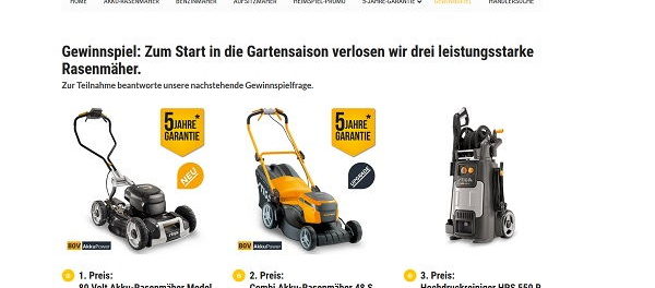 Stiga Garten Gewinnspiel Akku Rasenmäher und Hochdruckreiniger