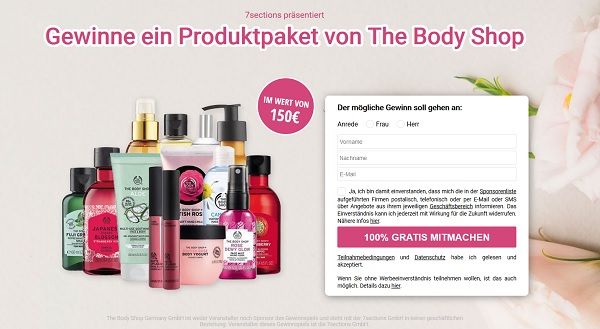 Gewinnspiel 150 Euro The Body Shop Beauty-Probierpaket gewinnen