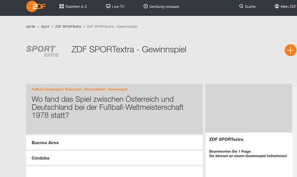 ZDF Sport Extra Auto Gewinnspiel Mercedes gewinnen