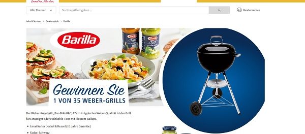 real Gewinnspiel Barilla verlost 35 Weber Grills