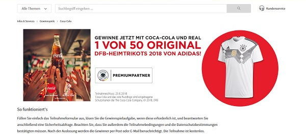 real Gewinnspiele Coca Cola verlost 50 DFB-Heimtrikots Adidas