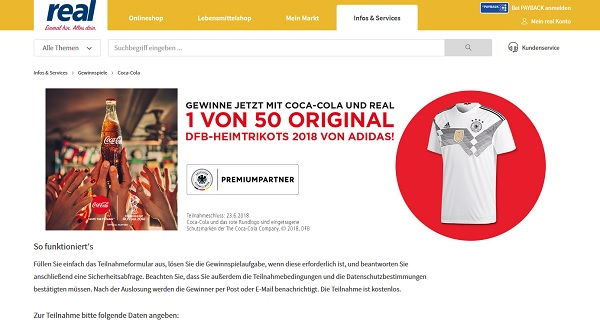 real Gewinnspiele Coca Cola verlost 50 DFB-Heimtrikots Adidas