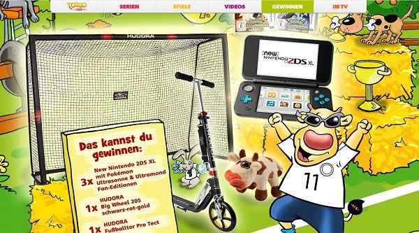 toggo Gewinnspiel Nintendo 2DS XL und Hudora Roller