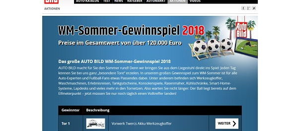 Auto Bild WM Sommer-Gewinnspiel 2018