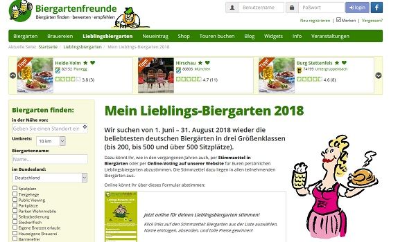 Biergartenfreunde Gewinnspiel Lieblings-Biergartenwahl 2018