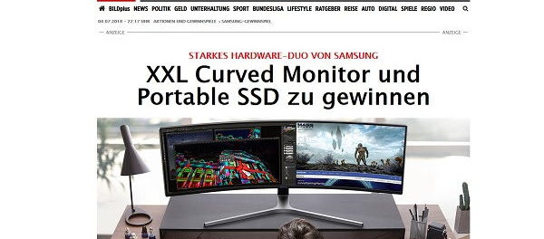 Bild.de Gewinnspiel Samsung XXL Curved Monitor