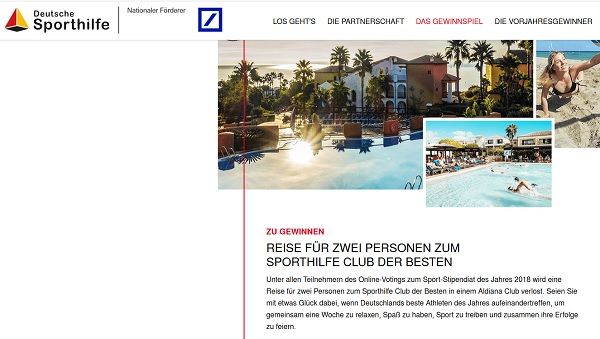 Deutsche Sporthilfe Aldiana Club Reise Sport-Stipendiat des Jahres