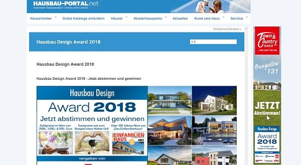 Geld Gewinnspiel Hausbau-Portal Design Award 2018