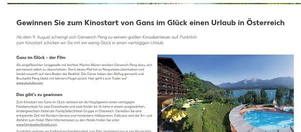 Kaufland Gewinnspiel Kinostart Gans im Glück Österreich Urlaub