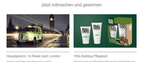 London Reise Gewinnspiel Bulldog Männer Hautpflege