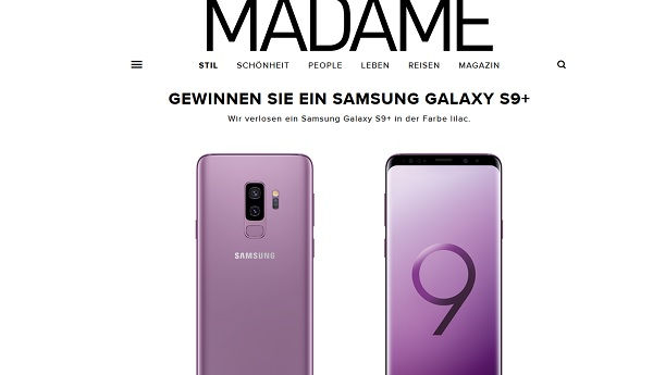Madame Gewinnspiel Samsung Galaxy S9+ Smartphone