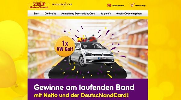 Netto und Deutschland Card Auto Gewinnspiel Rubbellose 2018