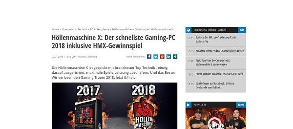 PC Welt Höllenmaschine Gewinnspiel schnellster Gamer PC gewinnen