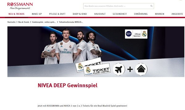 Rossmann Gewinnspiel Nivea Real Madrid Tickets und Reise
