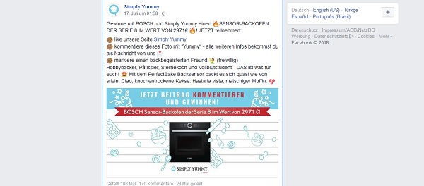 Simply Yummy Gewinnspiel Bosch Backofen Wert 3.000 Euro