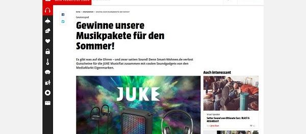 Smart Wohnen Gewinnspiel JUKE Musicflat und Kopfh&ouml;rer