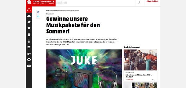 Smart Wohnen Gewinnspiel JUKE Musicflat und Kopfhörer