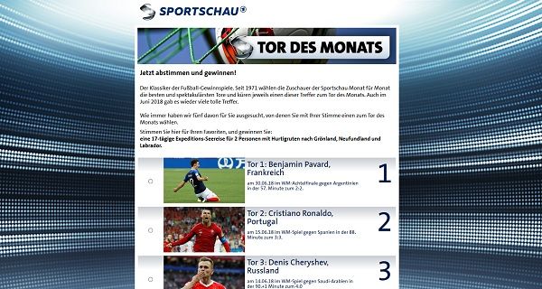 Sportschau Tor des Monats Gewinnspiel Seereise 2 Personen gewinnen