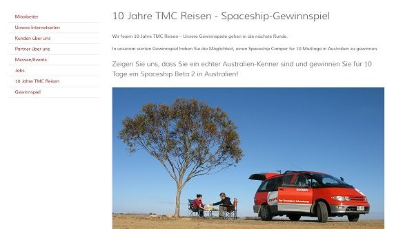 TMC Reisen Gewinnspiel Australien Urlaub mit dem Camper