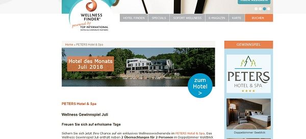 Wellnessfinder Gewinnspiel Peters Hotel und Spa Kurzurlaub