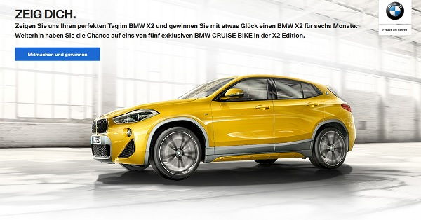 Auto Gewinnspiel BMW X2 für 6 Monate gewinnen