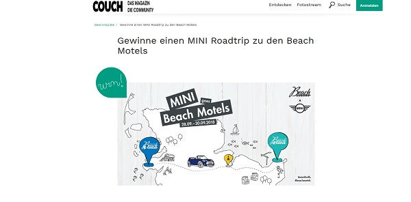 Couchstyle Gewinnspiel MINI Roadtrip zu den Beach Motels