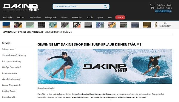 Dakine Shop Surf Reisen Gewinnspiel 2018