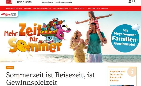 Deutsche Bahn Sommer Gewinnspiel Familienreise und Sachpreise gewinnen