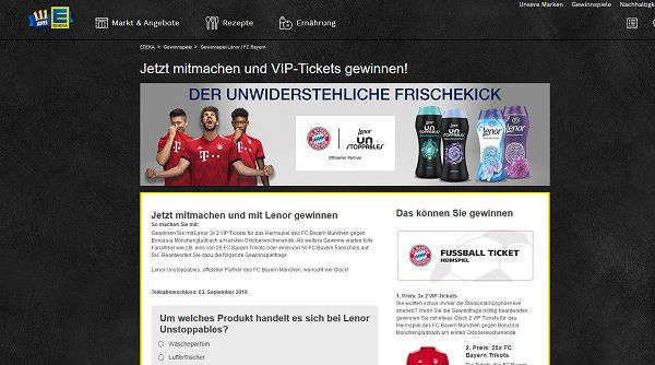 EDEKA Gewinnspiel FC Bayern VIP Tickets und Fanartikel