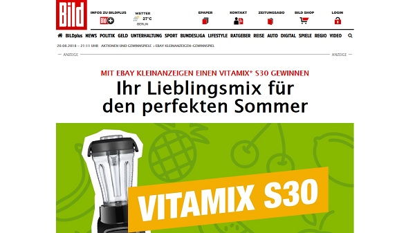 Ebay Kleinanzeigen und Bild.de Gewinnspiel Vitamix S30 Standmixer