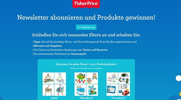 Fisher-Price Gewinnspiel monatlich 3 Produktpakete gewinne