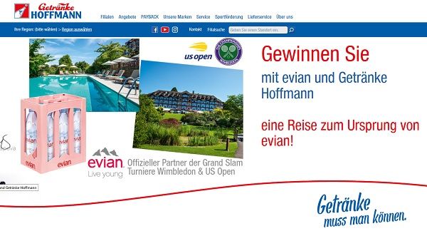 Getränke Hoffmann und Evian Gewinnspiel Reise zum Ursprung von Evian