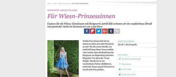 Glamour Gewinnspiel Astrid Söll Designer Dirndl gewinnen