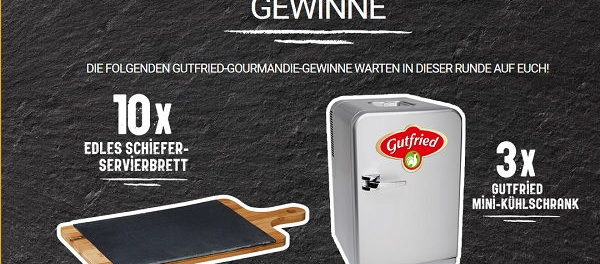 Gutfried Gewinnspiel Mini-Kühlschrank und Servierbretter